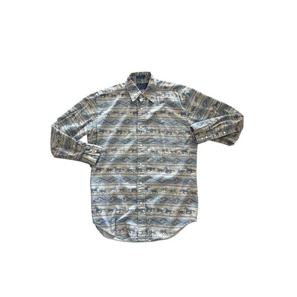 Pendleton Horse Print Shirt L/XL Western Aztec Rodeo Snap Button Cowboy - Picture 1 of 5